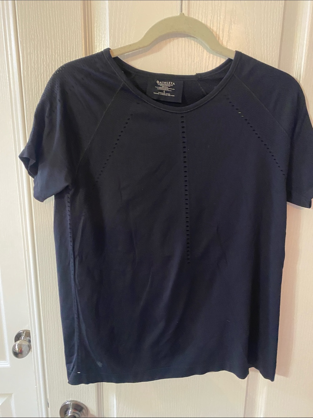 Athleta Black Short Sleeve Performance Tee with Vent Detailing